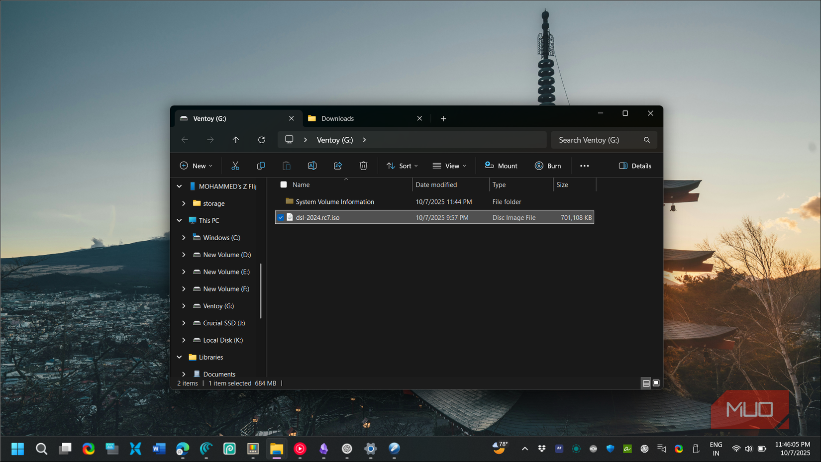 Damn Small Linux ISO in Ventoy disk folder