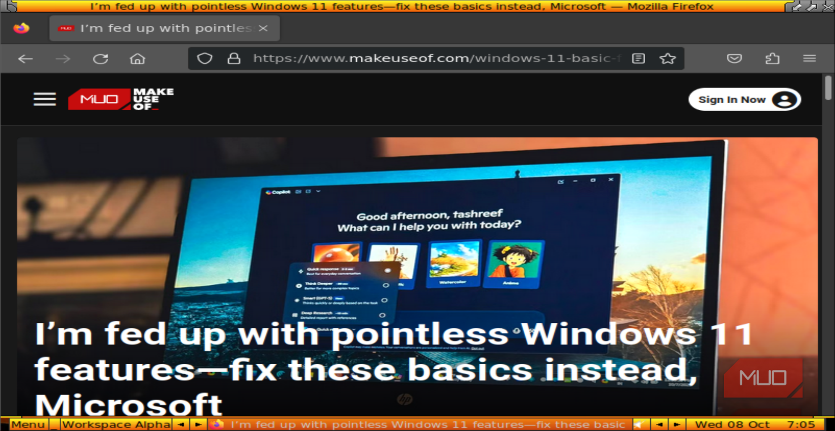 Damn Small Linux web browser