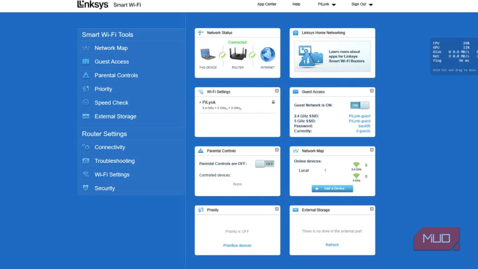 Default configuration page of Linksys EA8300