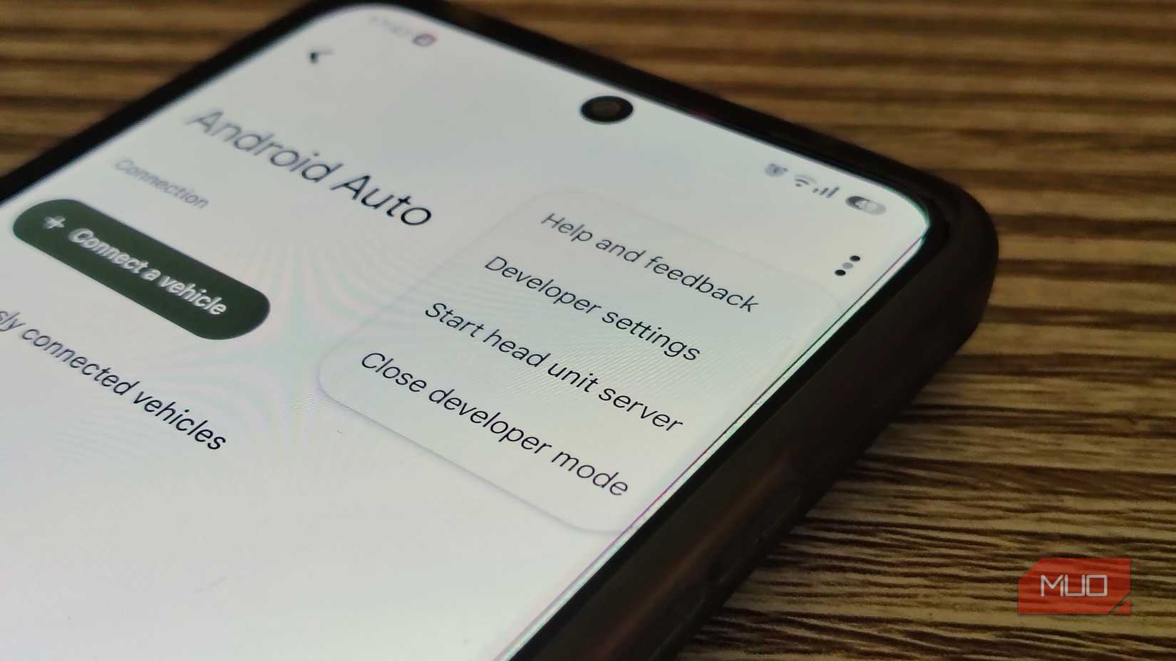 Developer options menu in Android Auto settings.