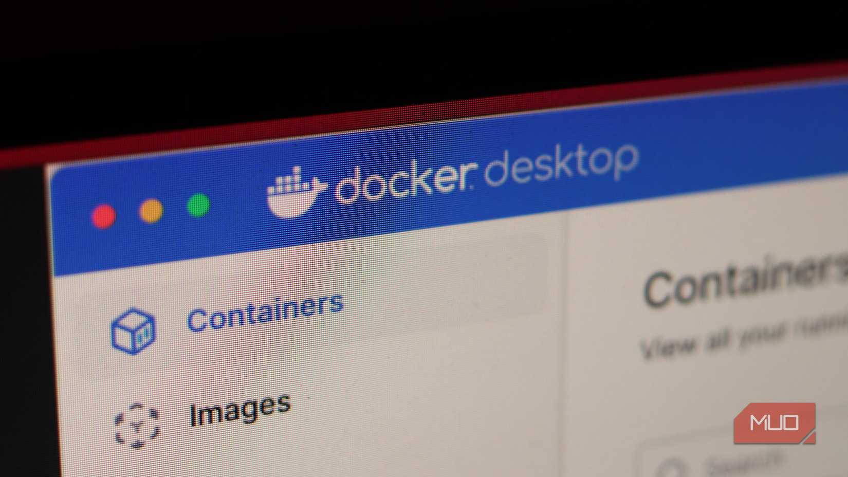 Docker desktop logo on the app. 