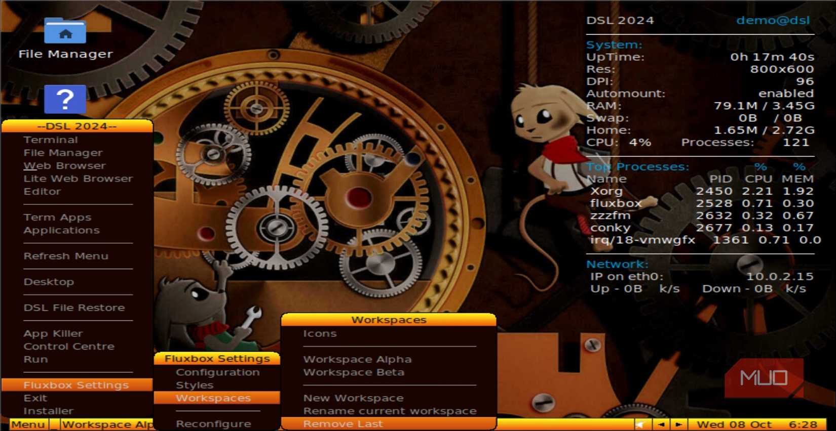 DSL Fluxbox settings