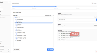 Duplicati Source data selection screenshot