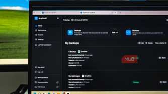 Duplicati web interface open on a HP laptop