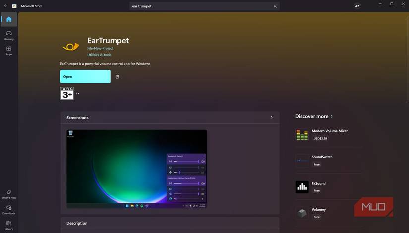 EarTrumpet app on the Windows Store