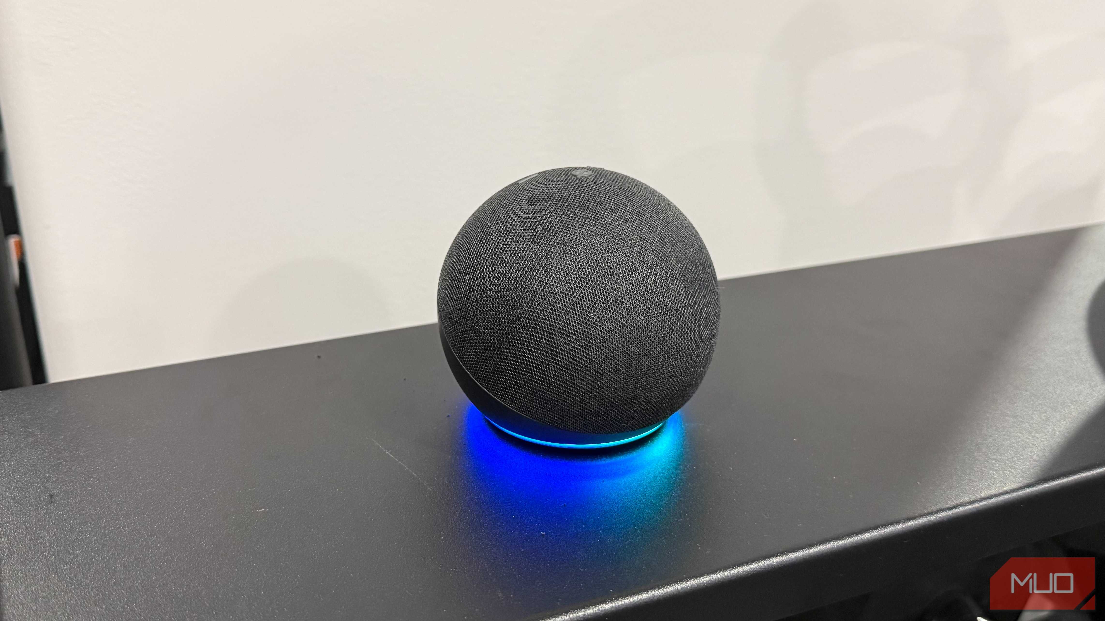echo dot on black table