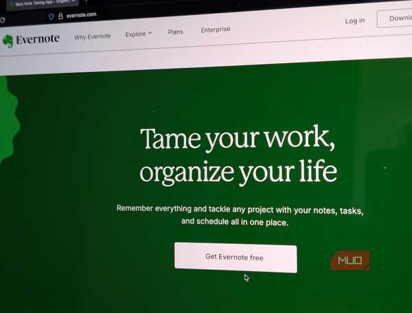 Evernote website on a laptop.