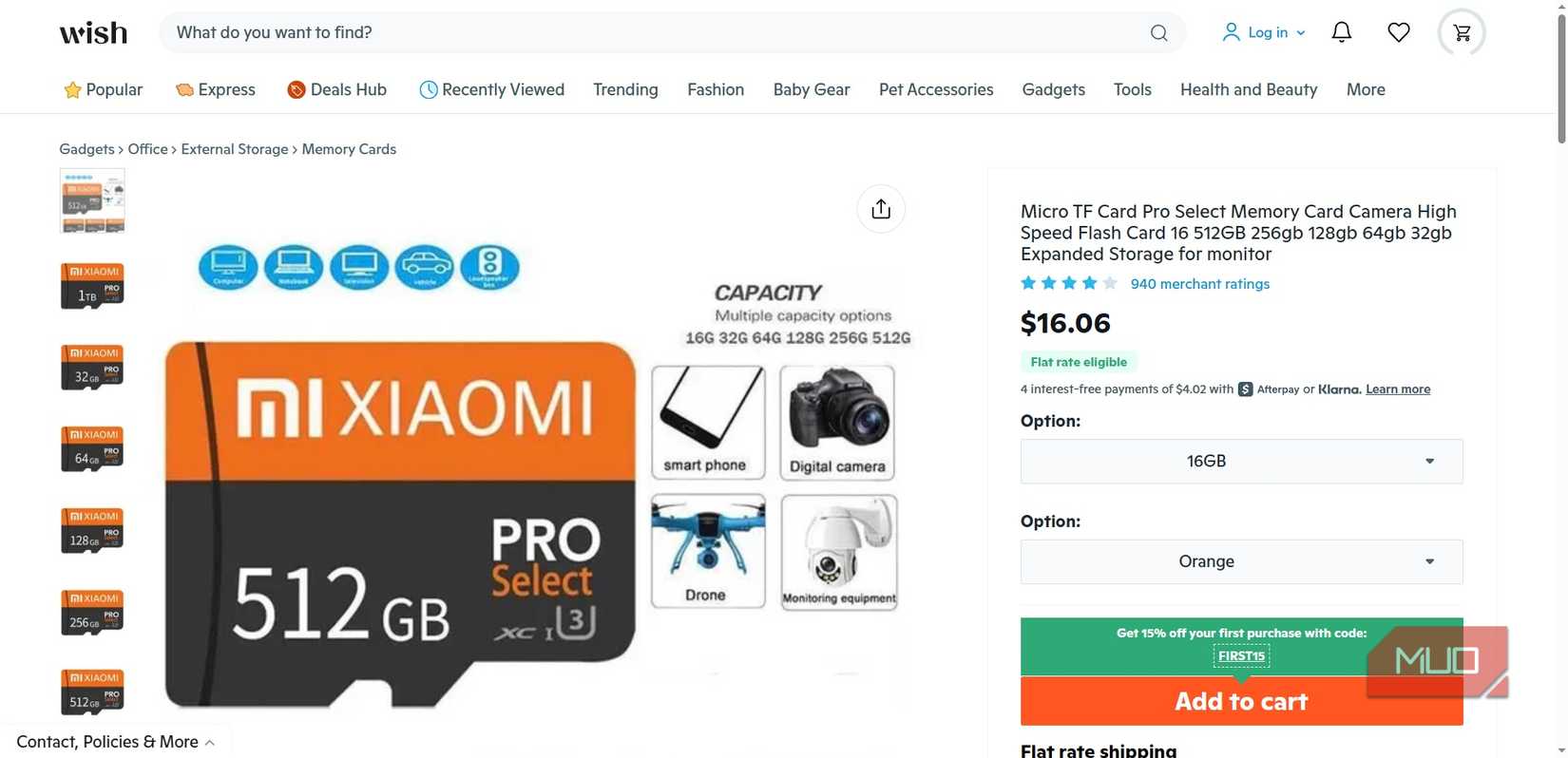 fake xiaomi microsd card on wish.
