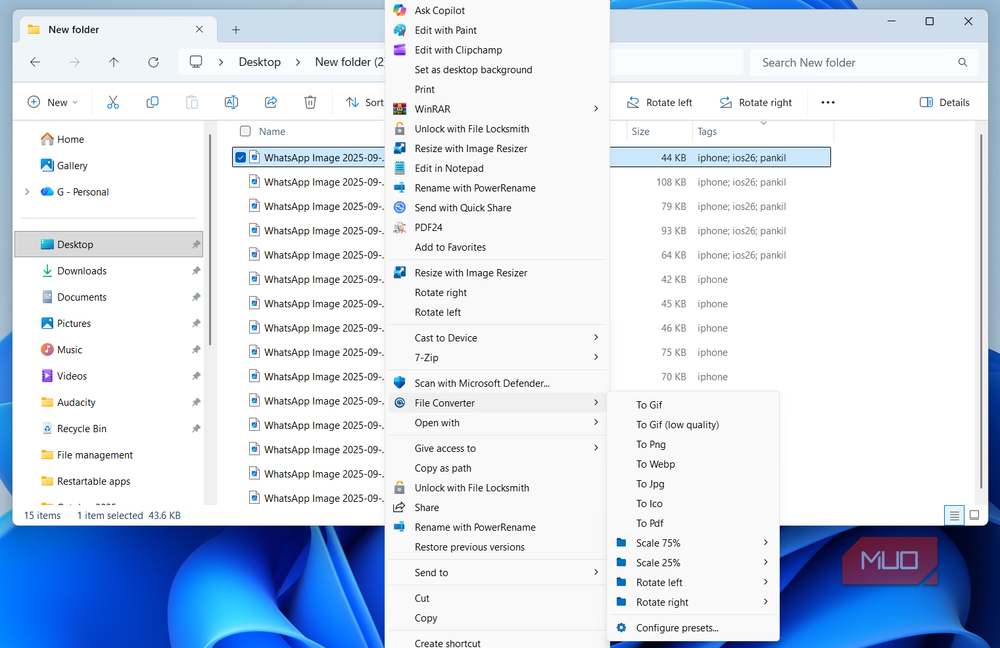 Использование приложения File Converter через правый клик Пункт File Converter в контекстном меню Windows 11