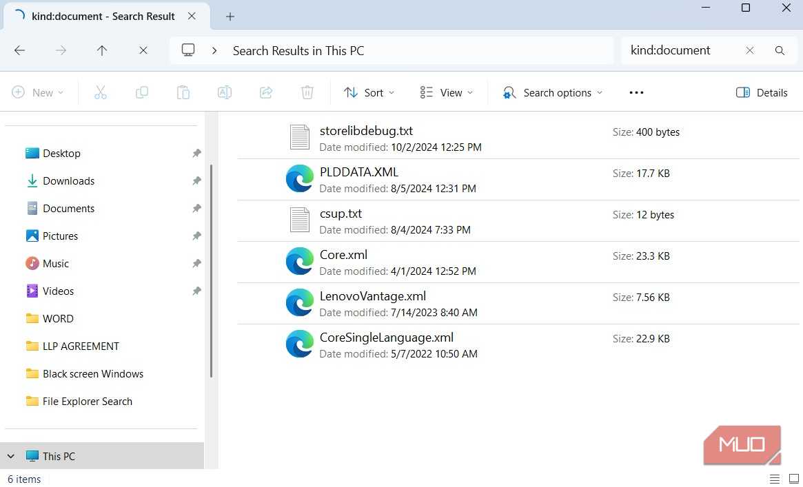 File Explorer search by file type