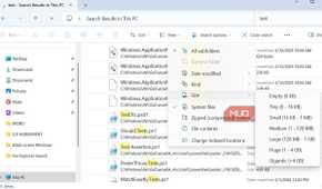 File Explorer search options menu on Windows