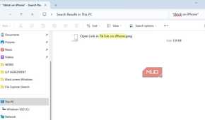 File Explorer search showing exact match on Windows