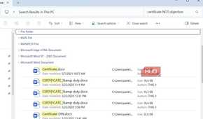 File Explorer search with NOT operator on Windows