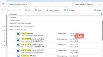 File Explorer search with NOT operator on Windows