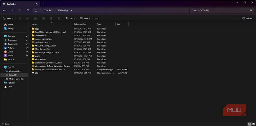 Folders you may not include in the Dev Drive