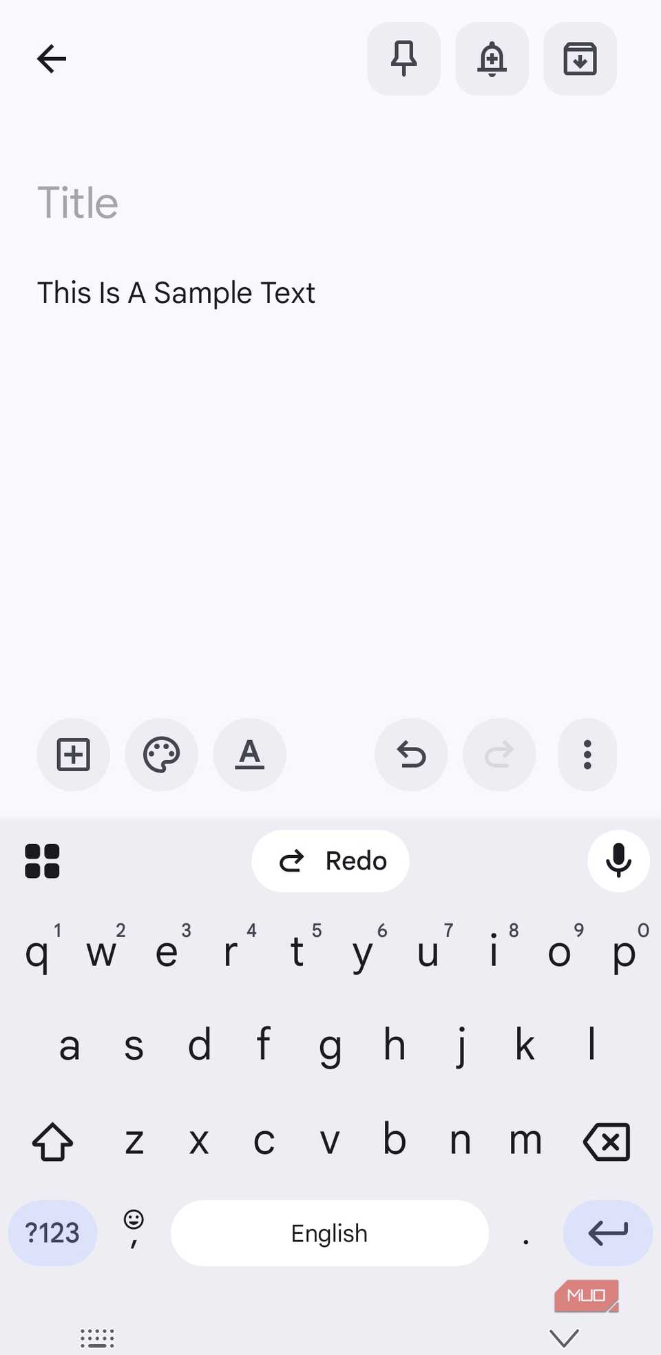 Gboard open in Google Keep app