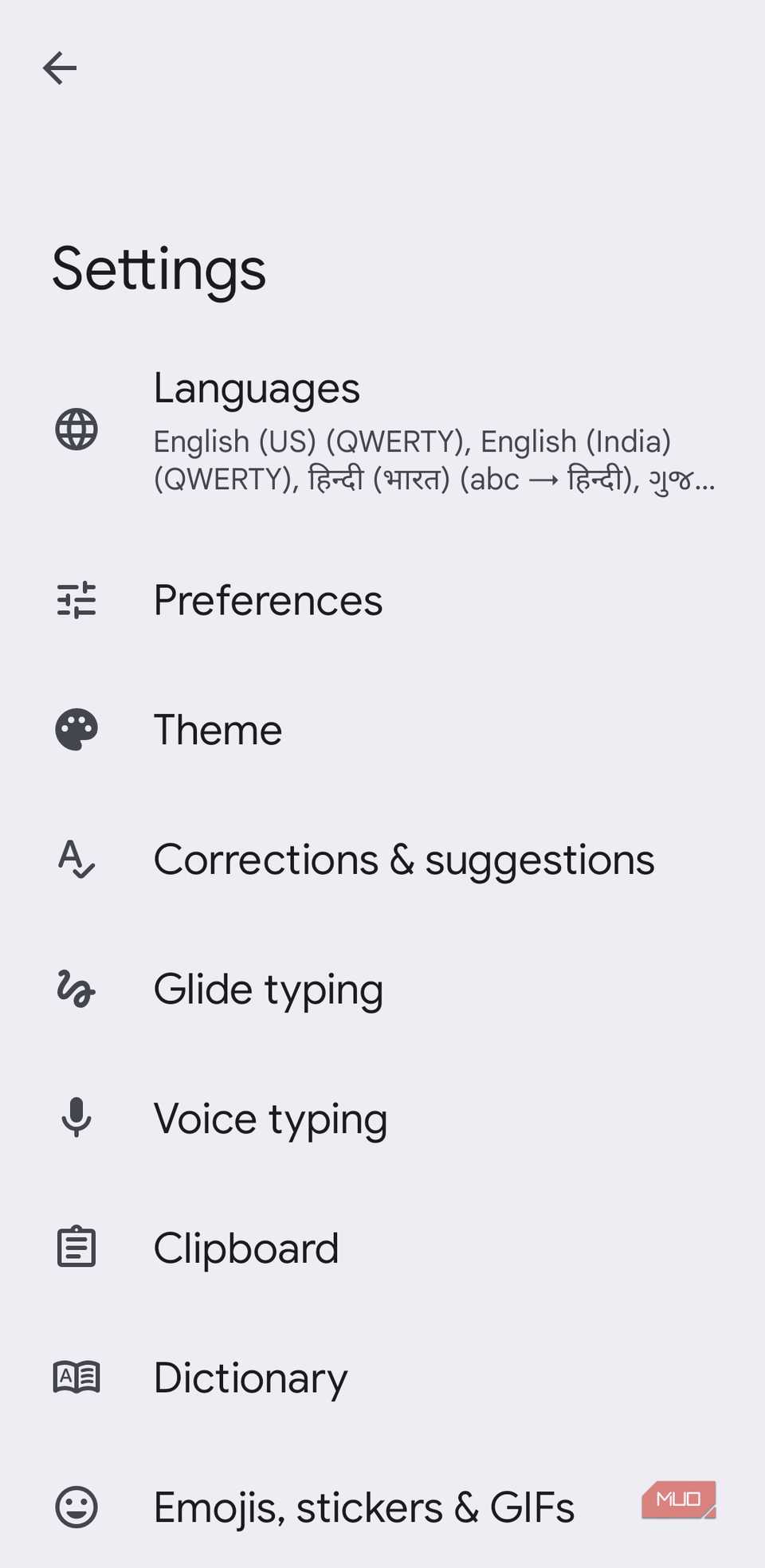 Gboard settings on Android