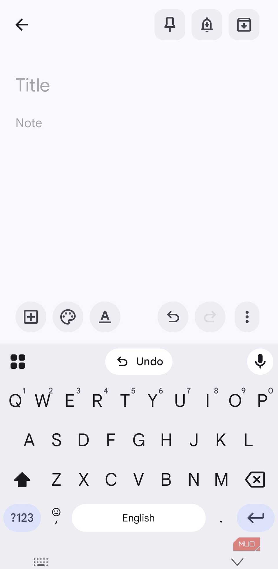 Gboard showing undo option