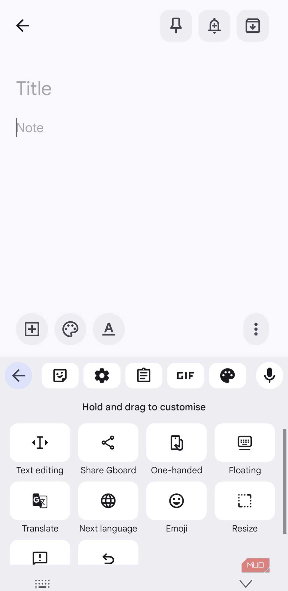 Gboard toolbar on Android