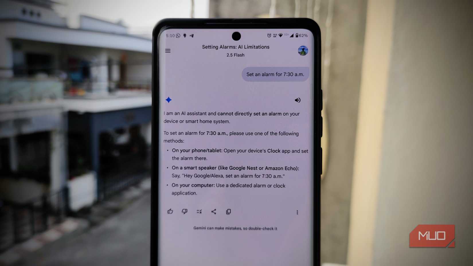 Gemini not being able to respond to user request.