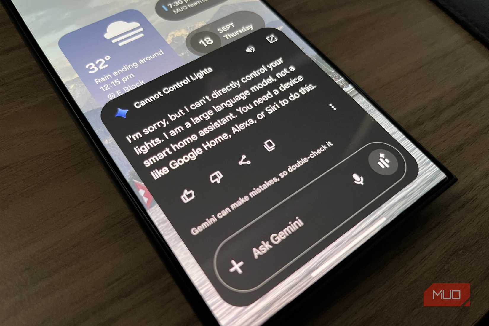 Gemini refusing to control lights on a phone