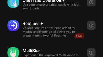 Good Lock plugin list showing One Hand Operation + and RegiStar