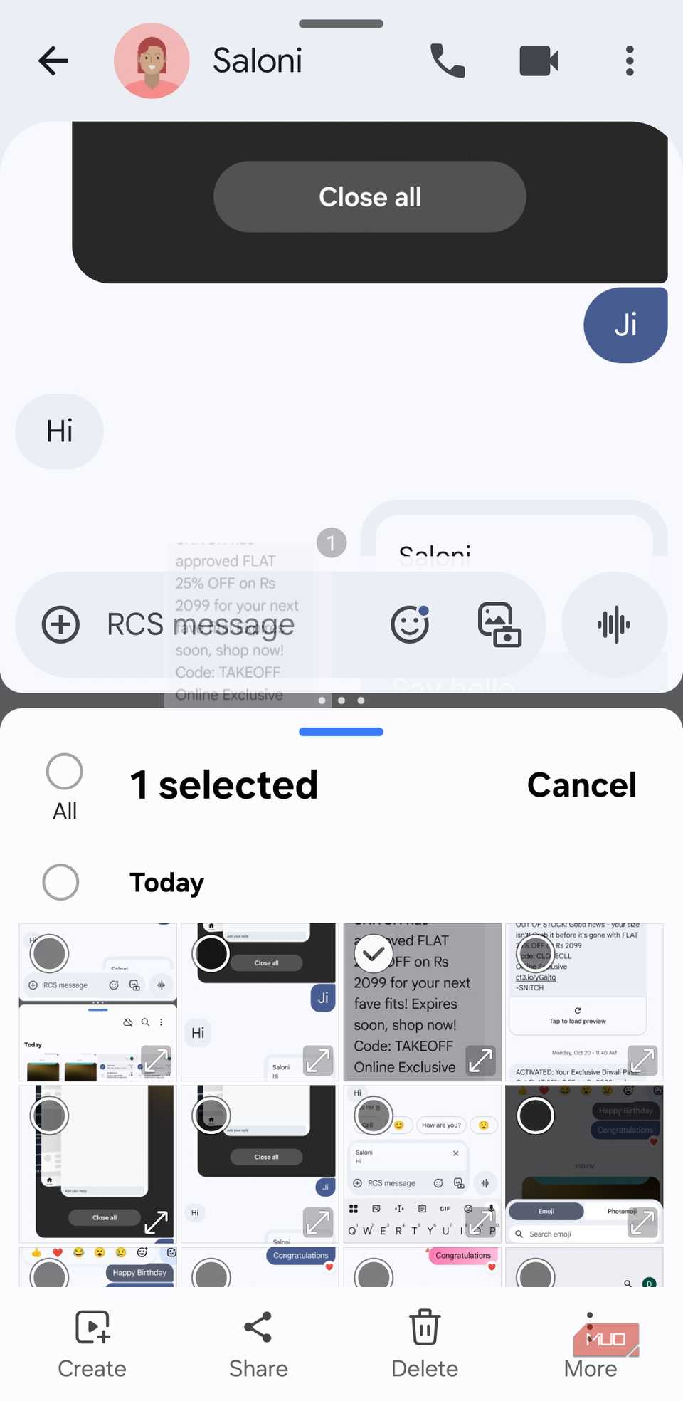 Google Messages and Gallery app drag and drop in split screen