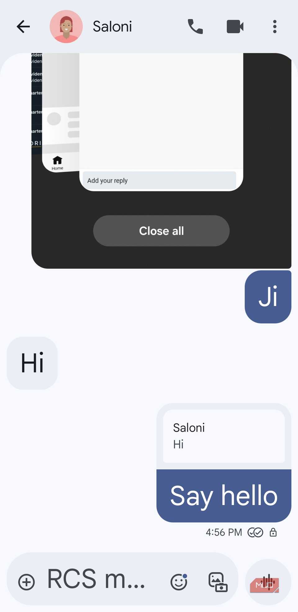 Google Messages pinch to zoom gesture on Android phone