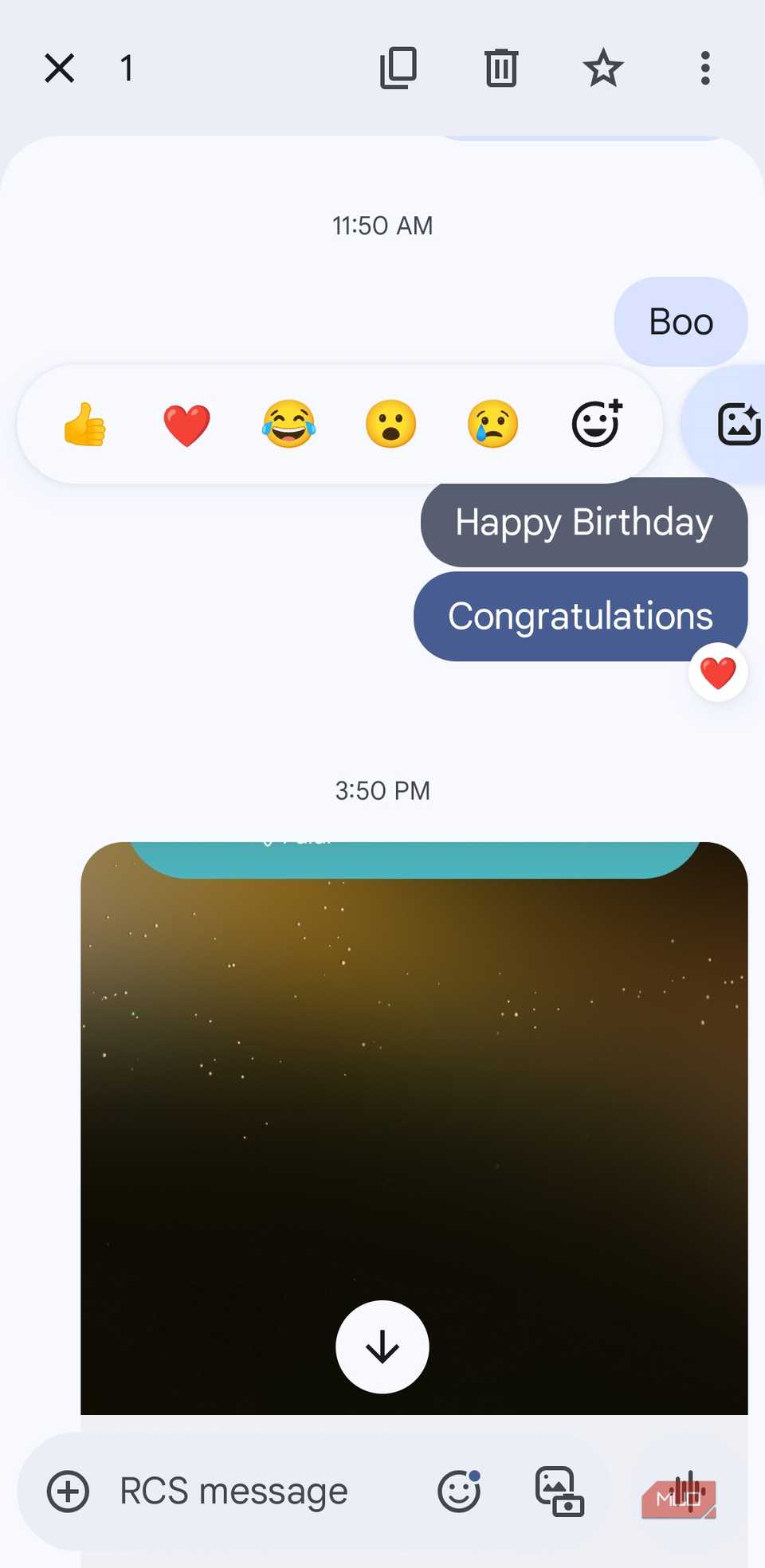 Google Messages reactions on Android phone