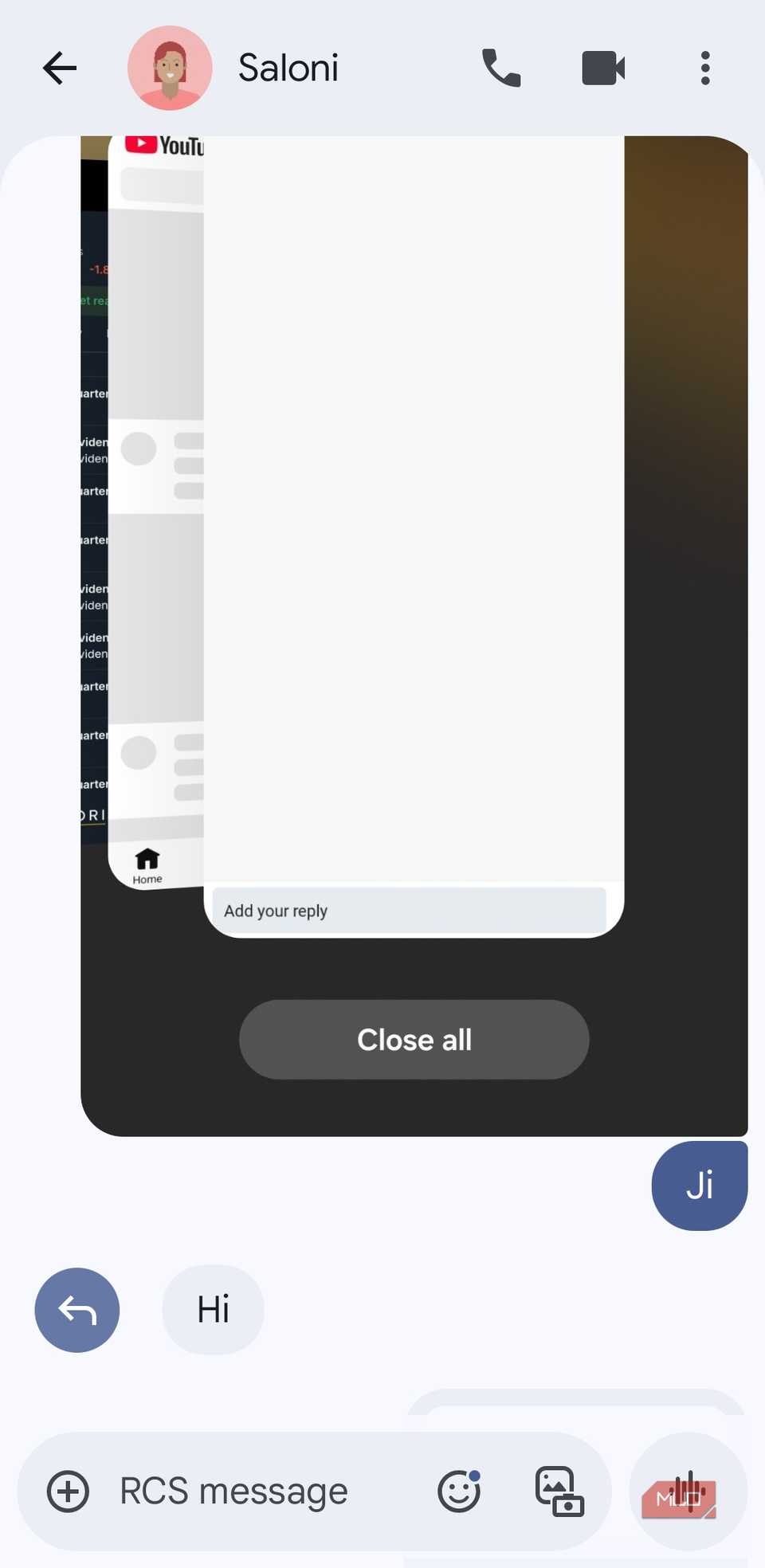 Google Messages swipe right to reply gesture on Android phone