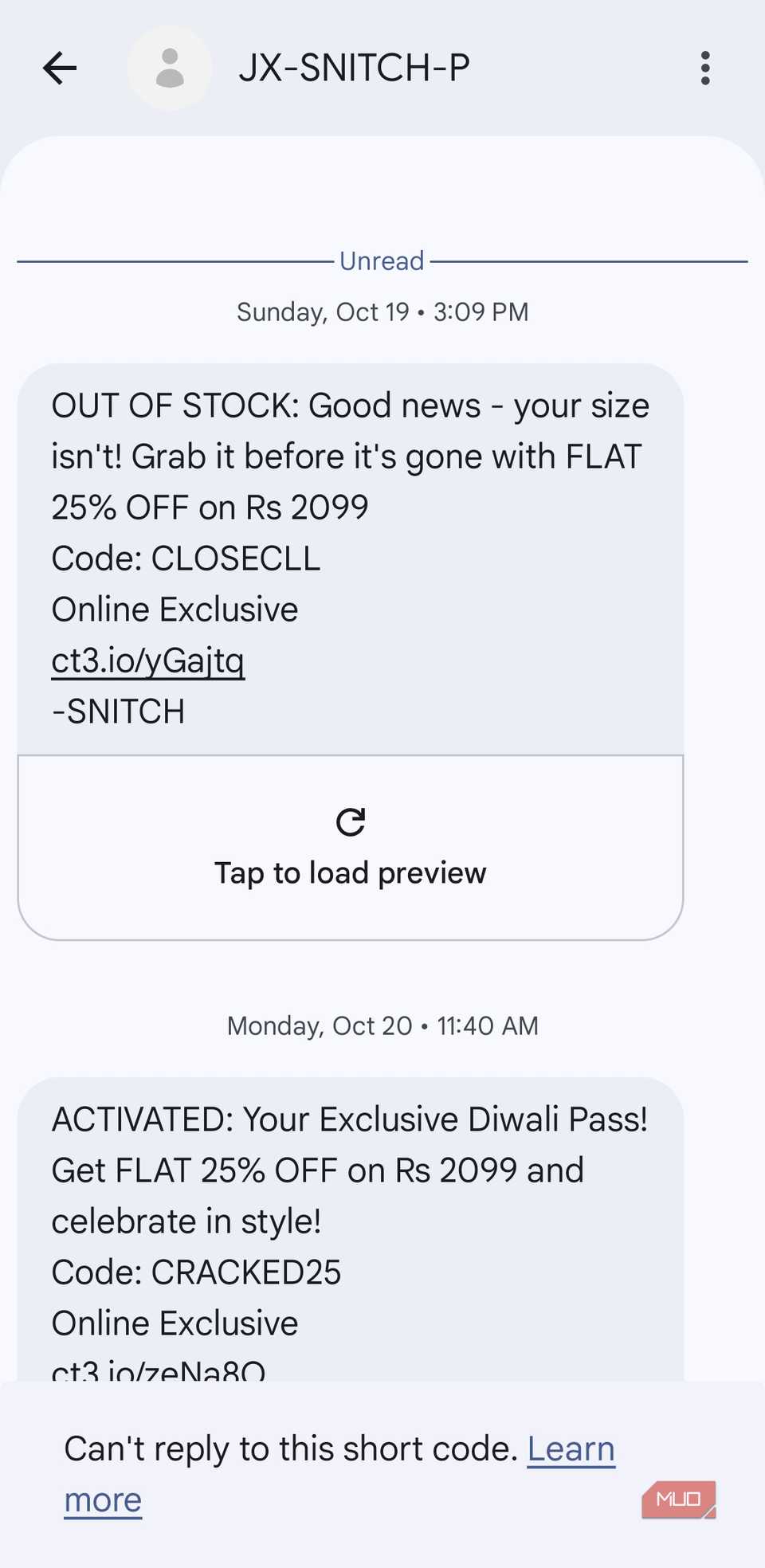 Google Messages thread on Android phone