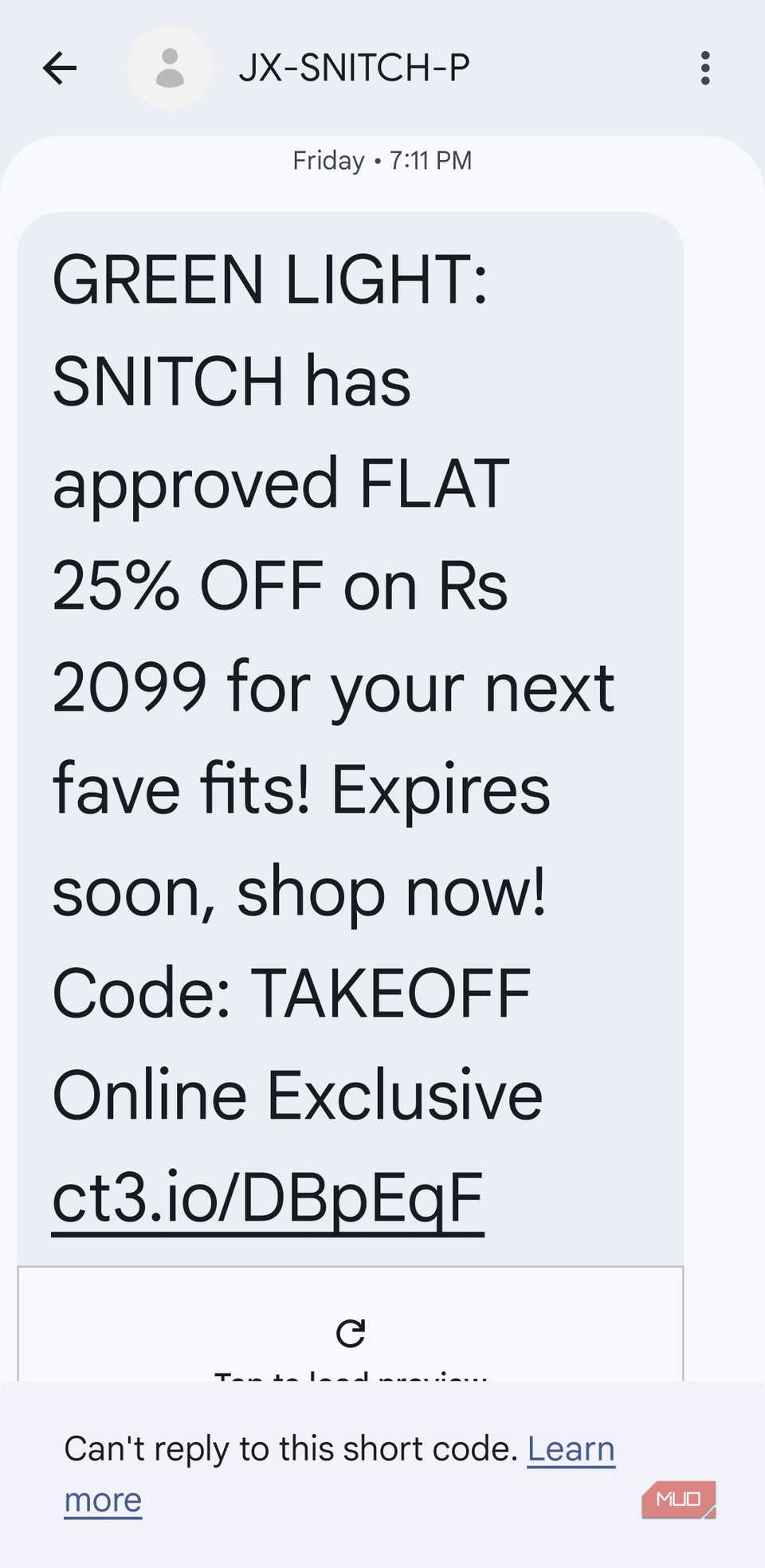 Google Messages zoomed in on Android phone