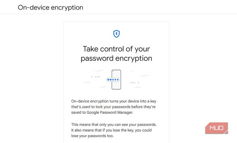 google password manager on device encryption.