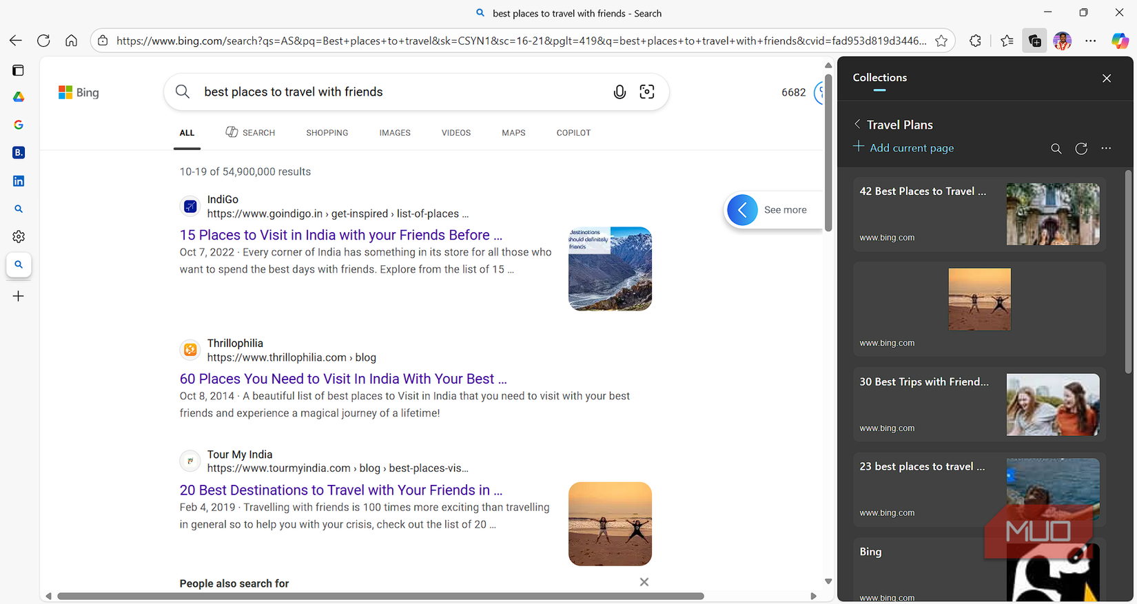 Collections folder in Edge.