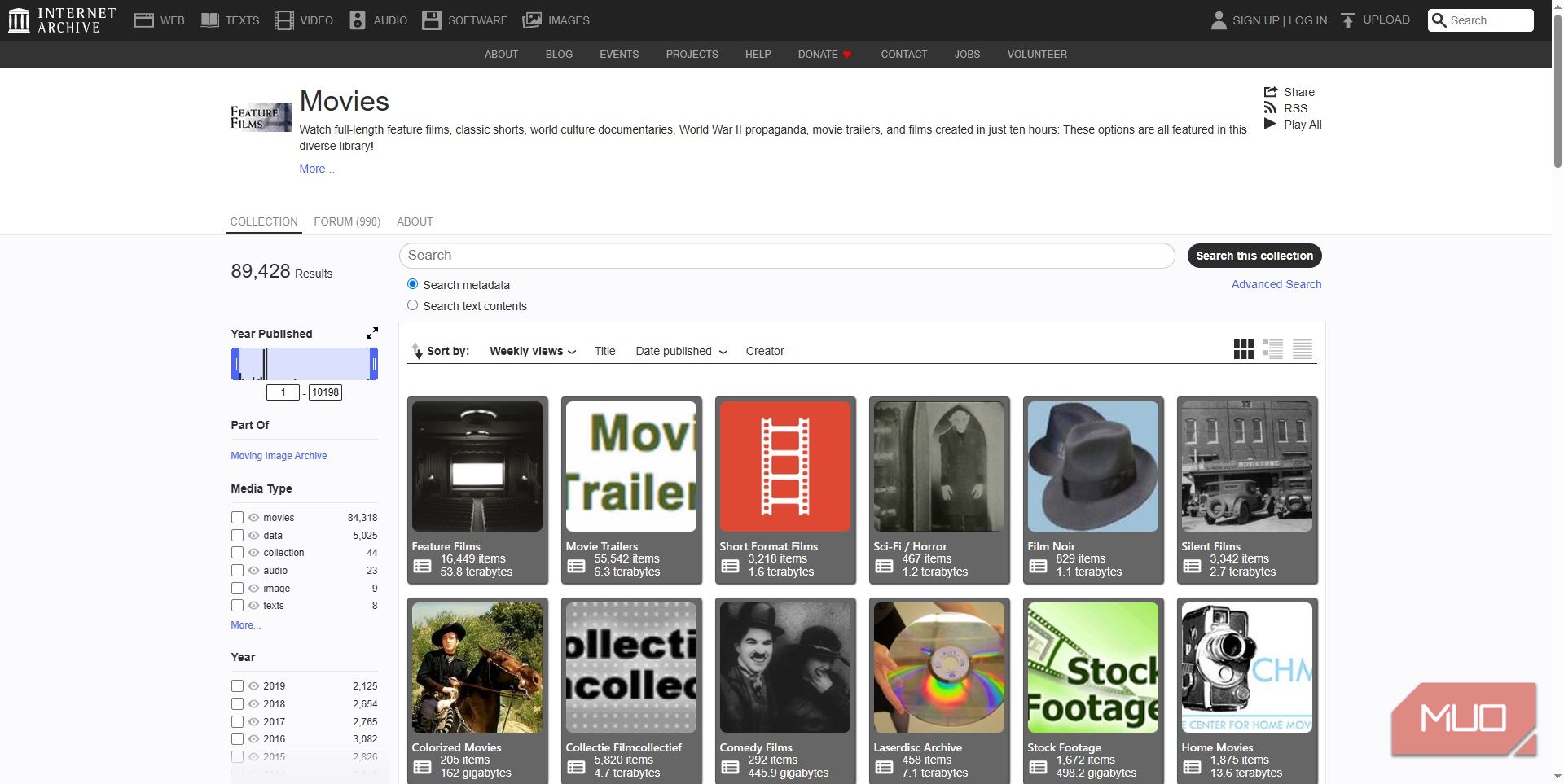 internet archive wayback machine films movies list