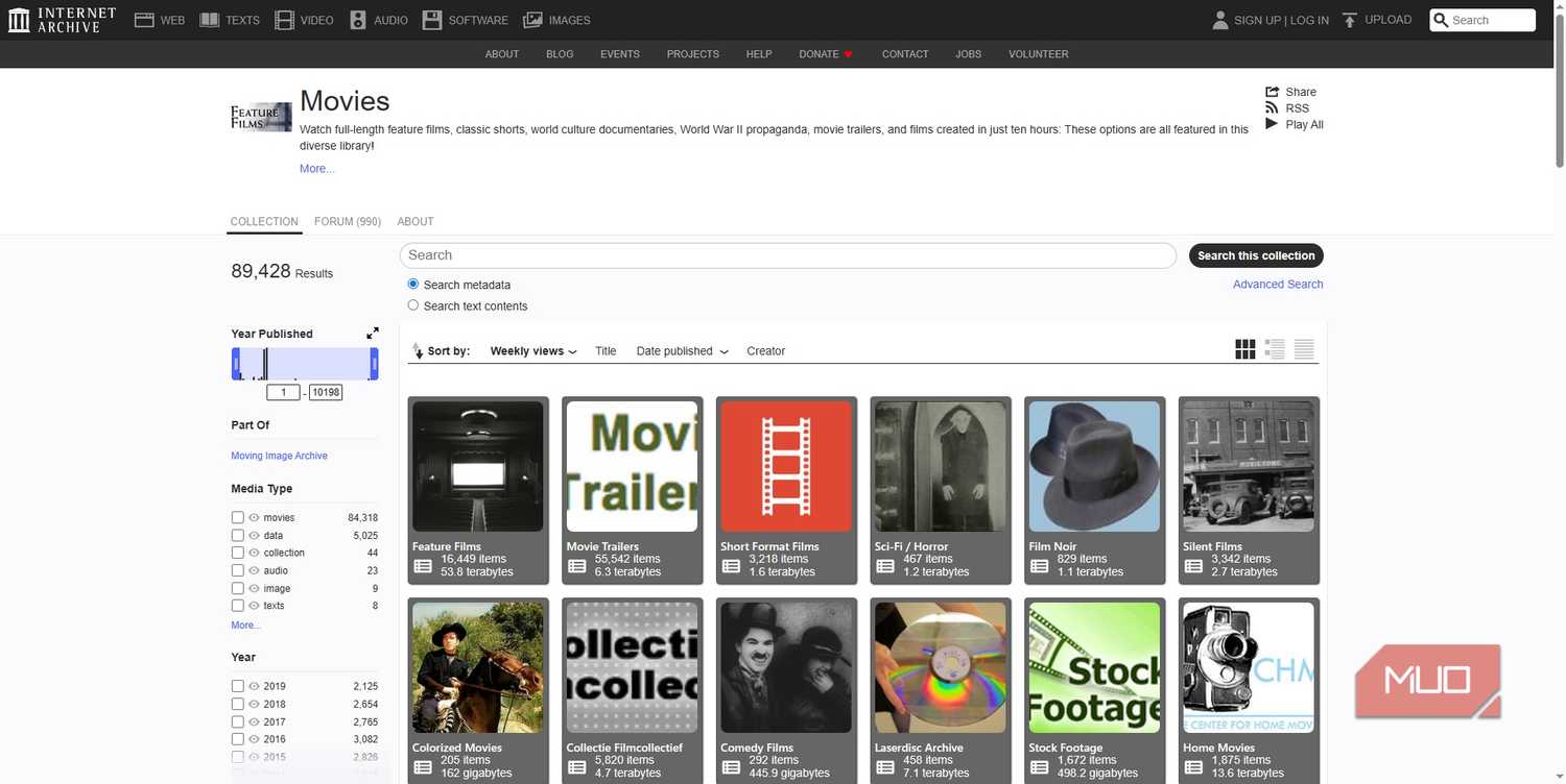 internet archive wayback machine films movies list