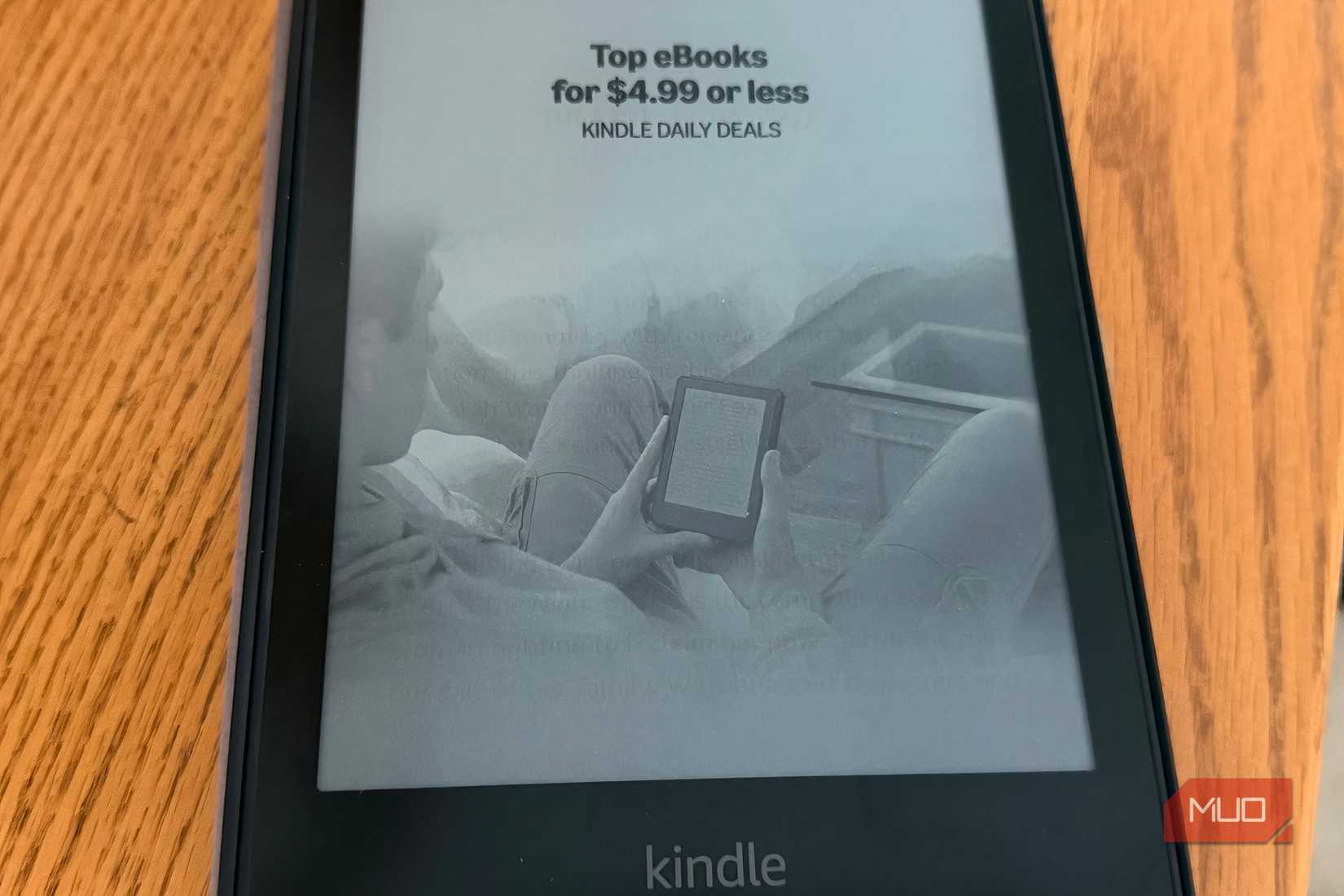 A Kindle showing an onscreen ad.