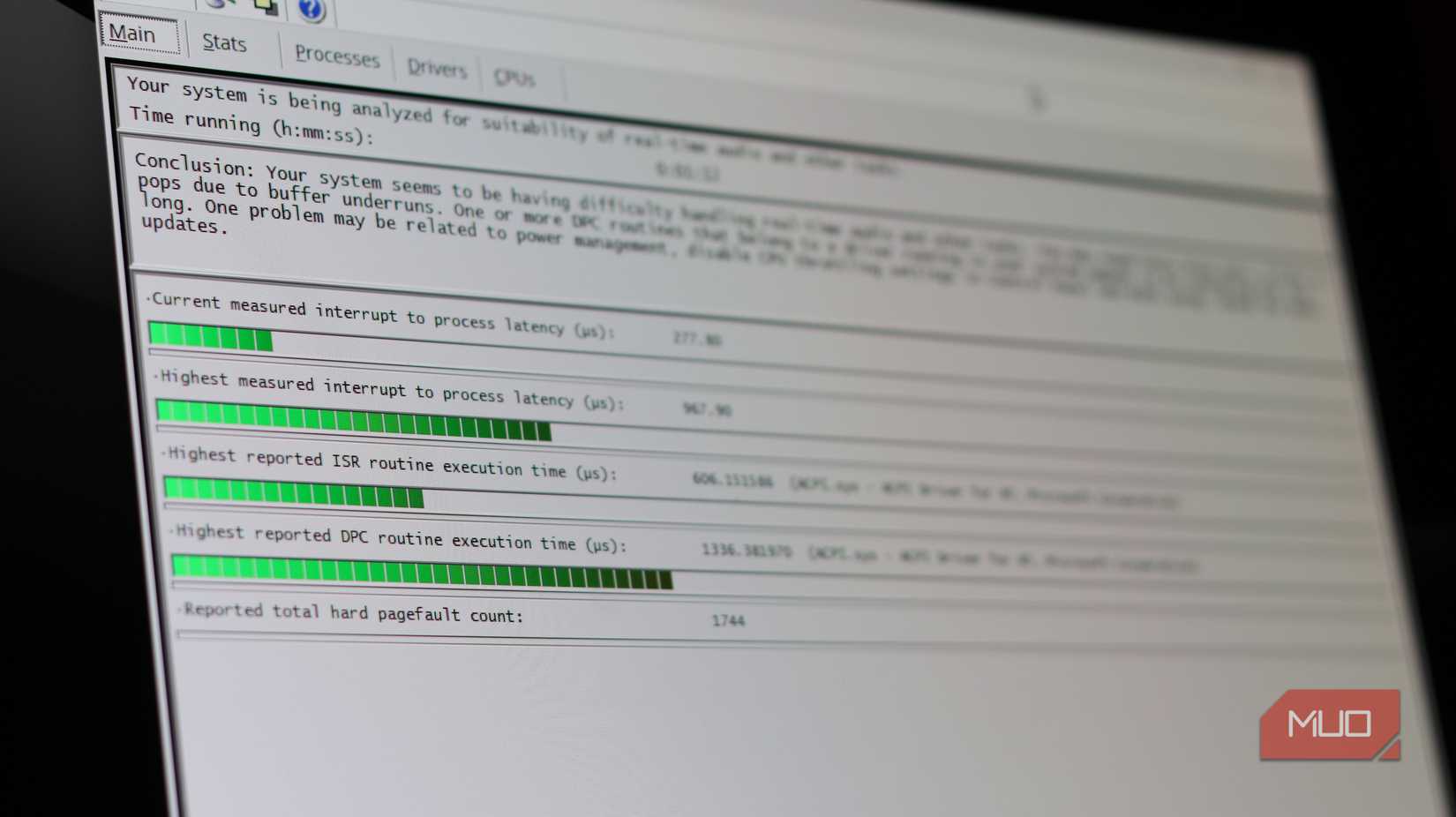 LatencyMon progress bars.
