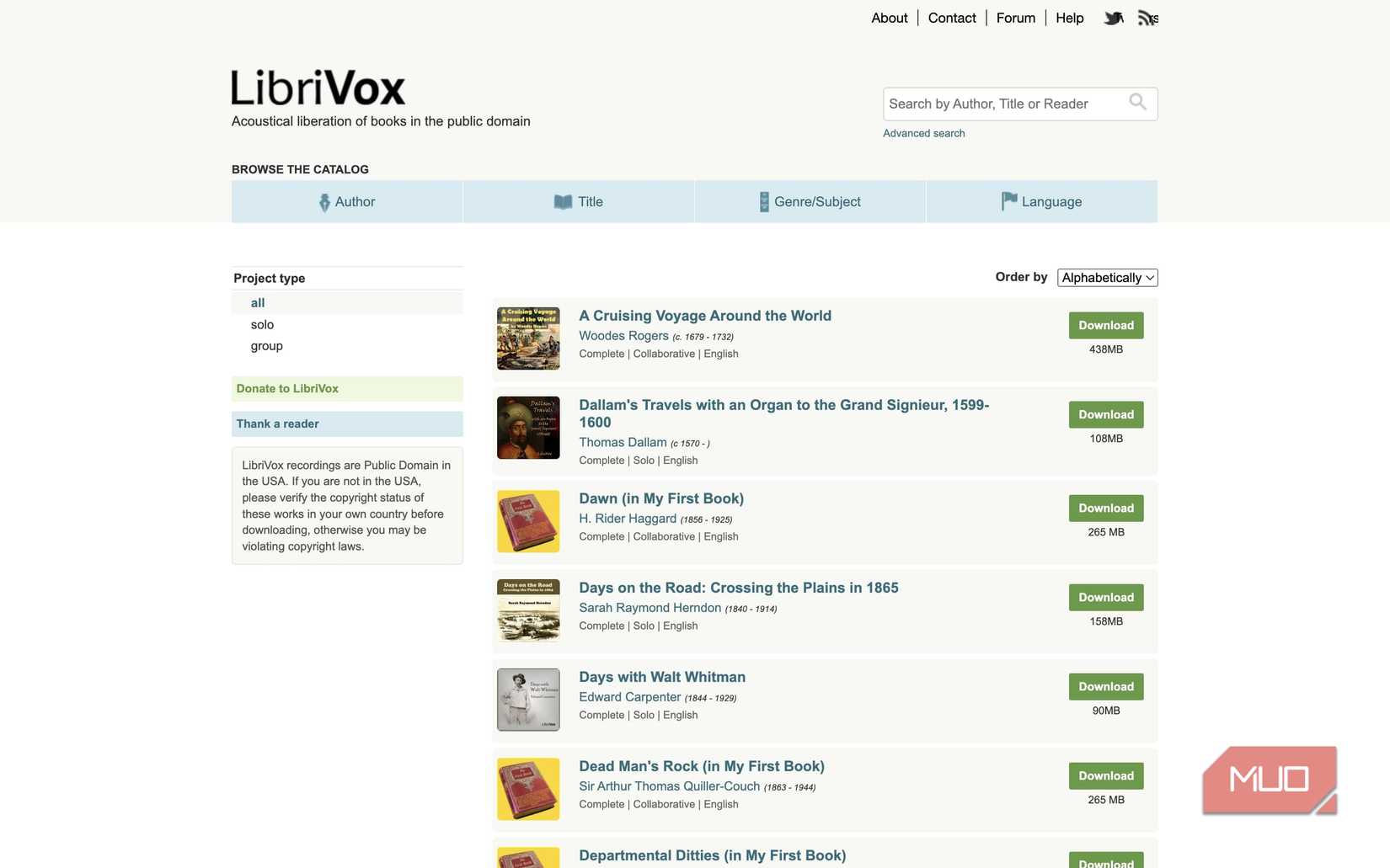 LibriVox homepage screenshot