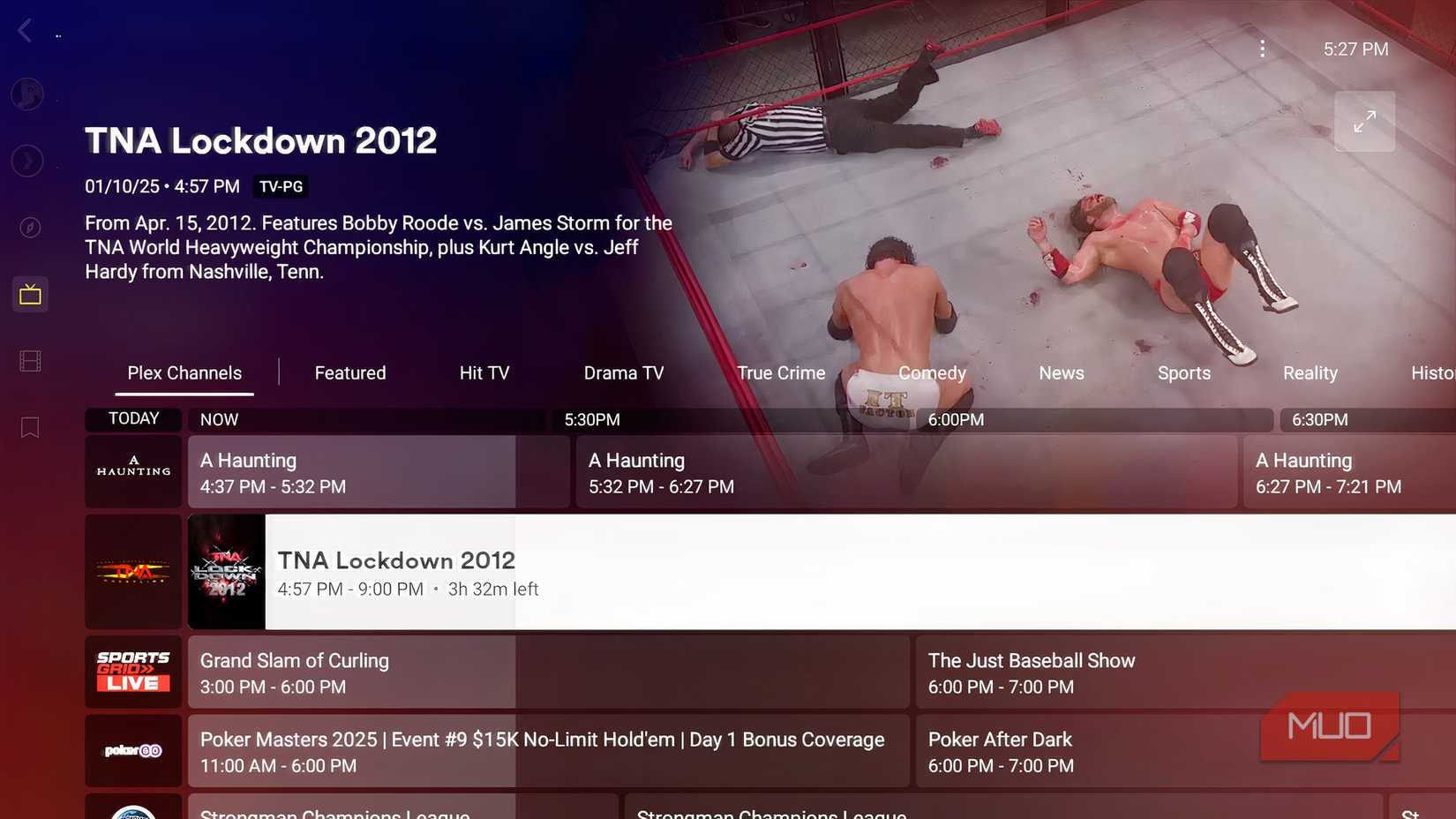 Live TV played on Plex.