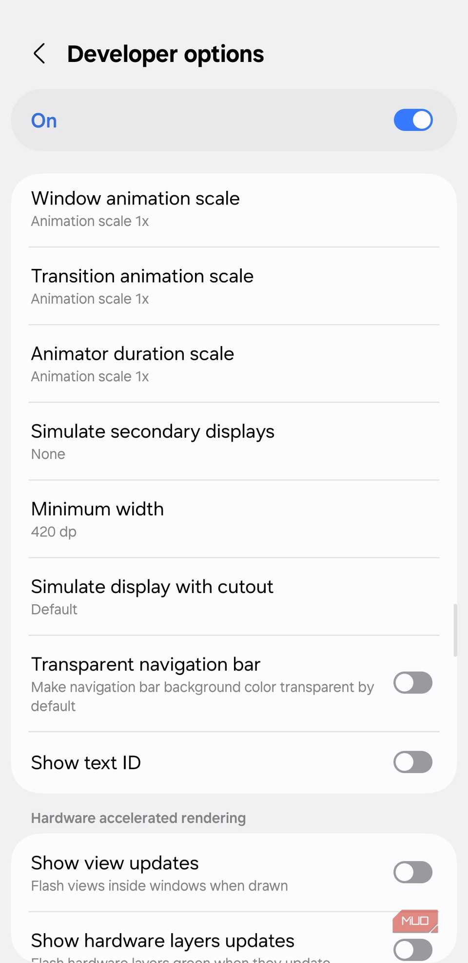 Low width option on Android