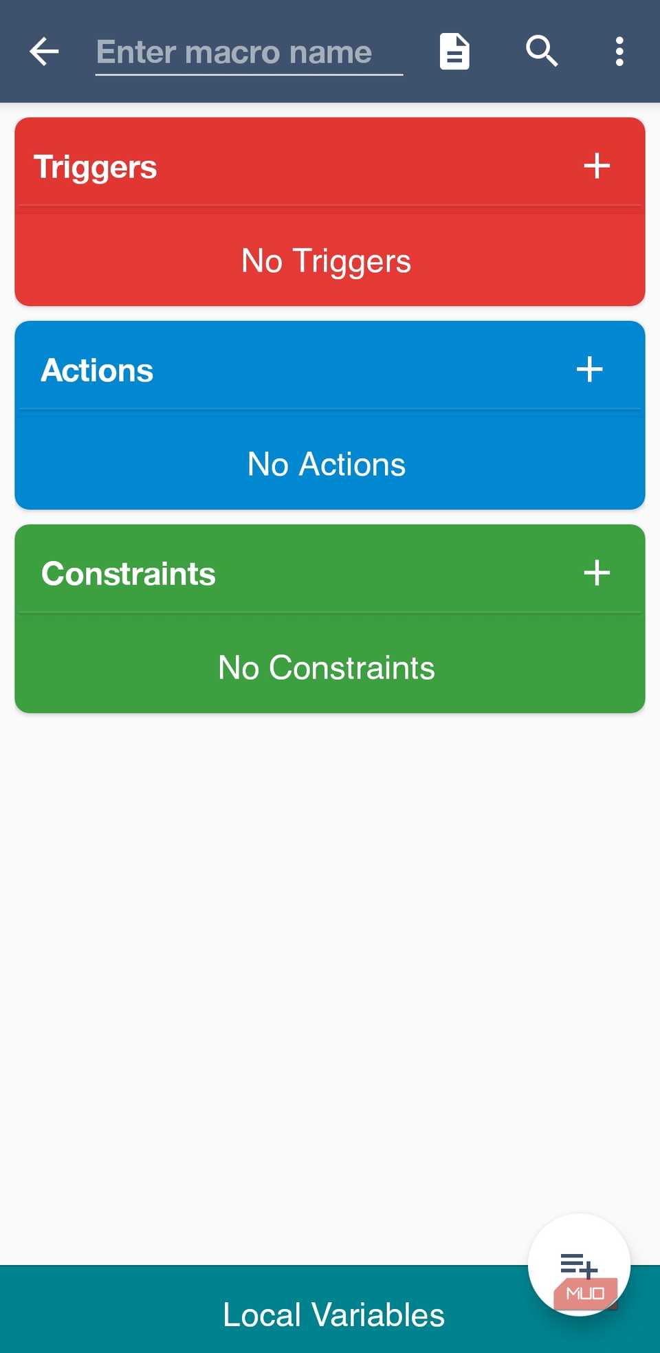 MacroDroid app create macro menu on Android