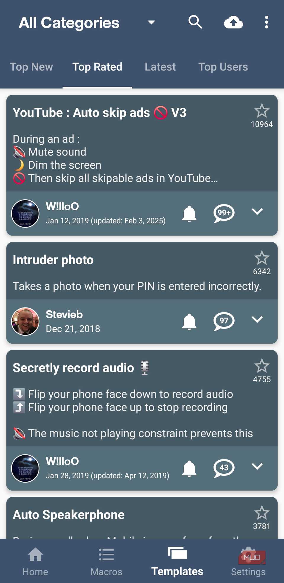 MacroDroid templates on Android