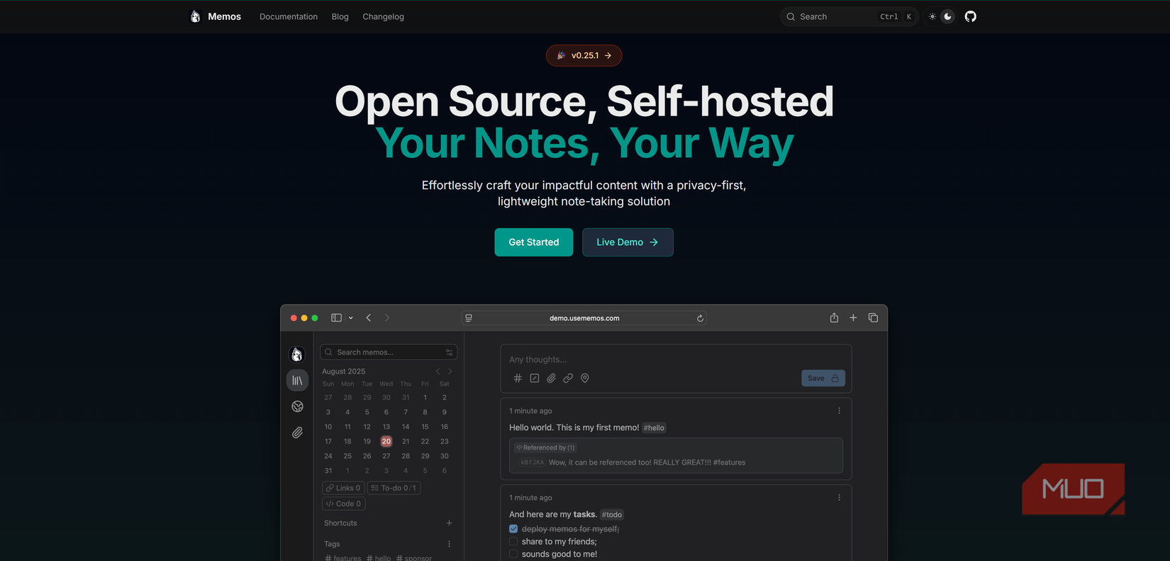 Memos official landing site