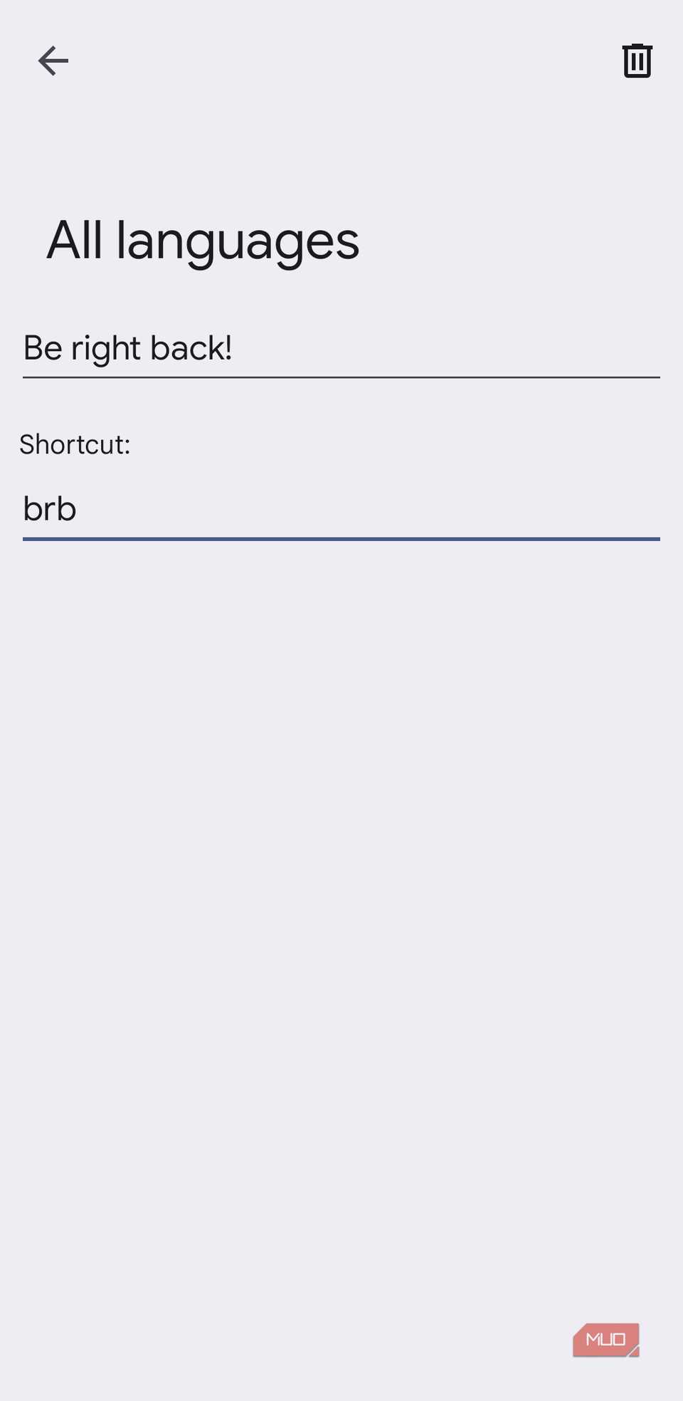Message shortcut in Gboard