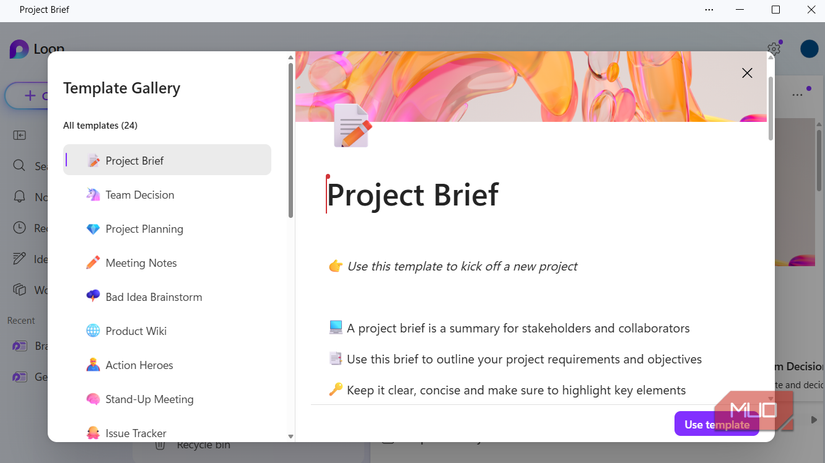 Microsoft Loop template library