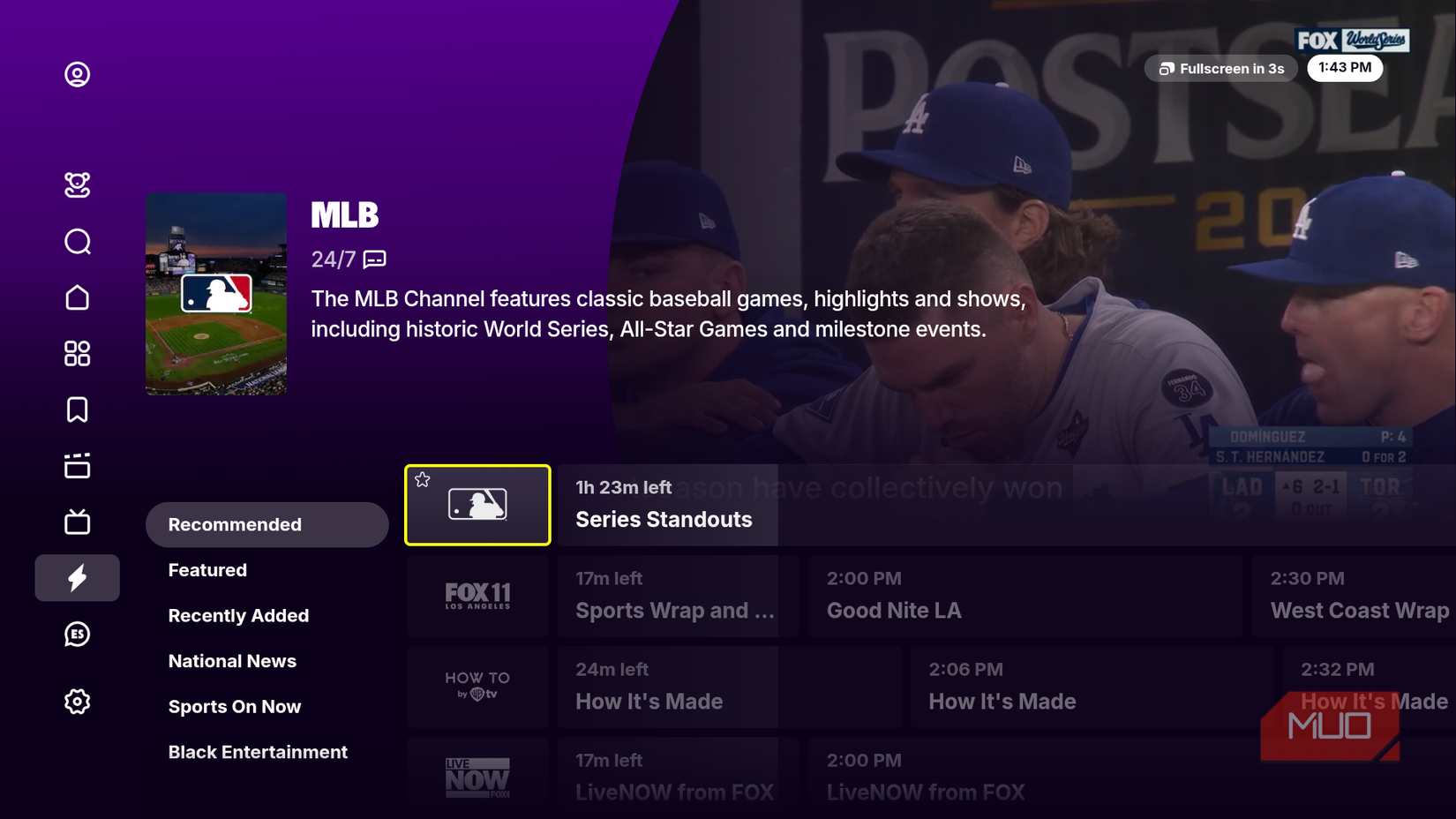 The MLB channel on Tubi.
