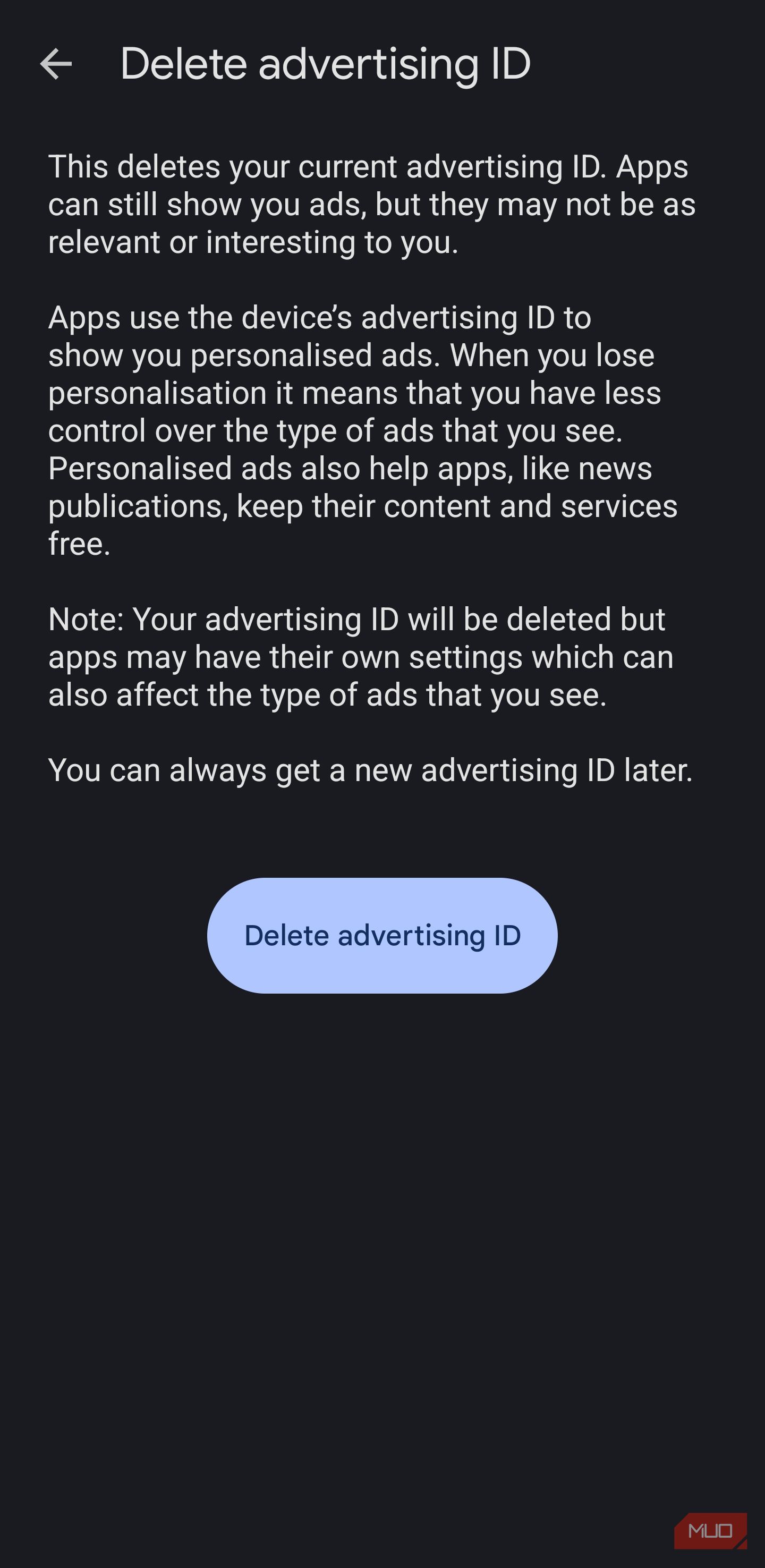 More Privacy Settings on Android with Ads option under Google section