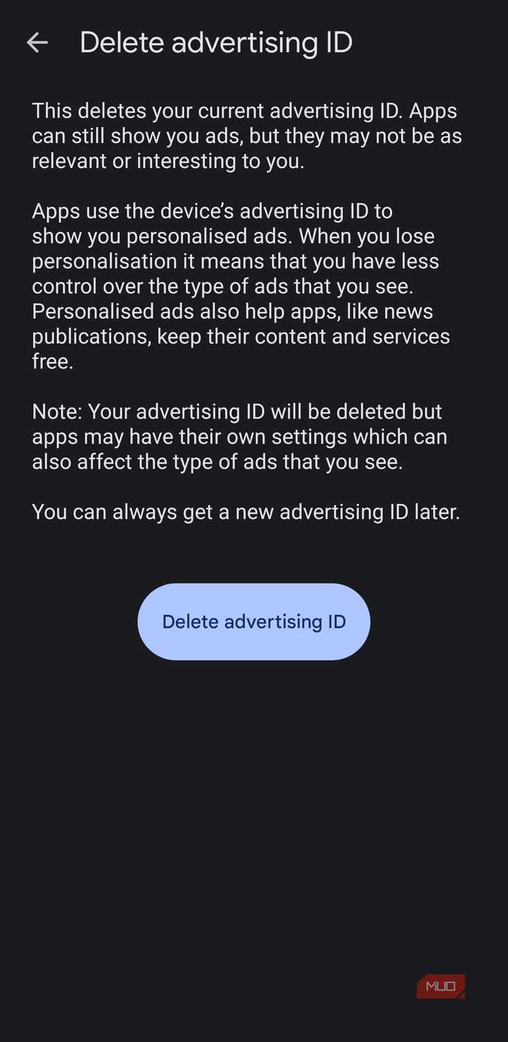 More Privacy Settings on Android with Ads option under Google section