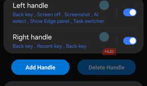 One Hand Operation + settings screen on Samsung phone